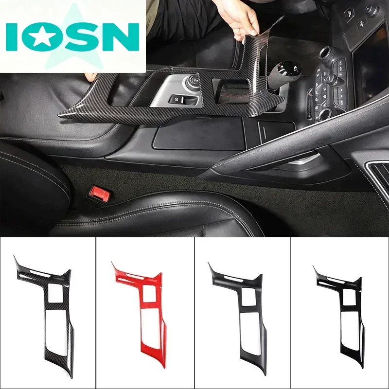 For 2014-19 Chevrolet Corvette C7 Z06 ABS Carbon Fiber Car Styling Car Central Control Cup Holder Panel Frame Sticker Auto Parts