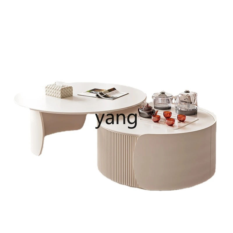 

CX Light Luxury Living Room Home High Sense Stone Plate round Kung Fu Tea Table Tea Making