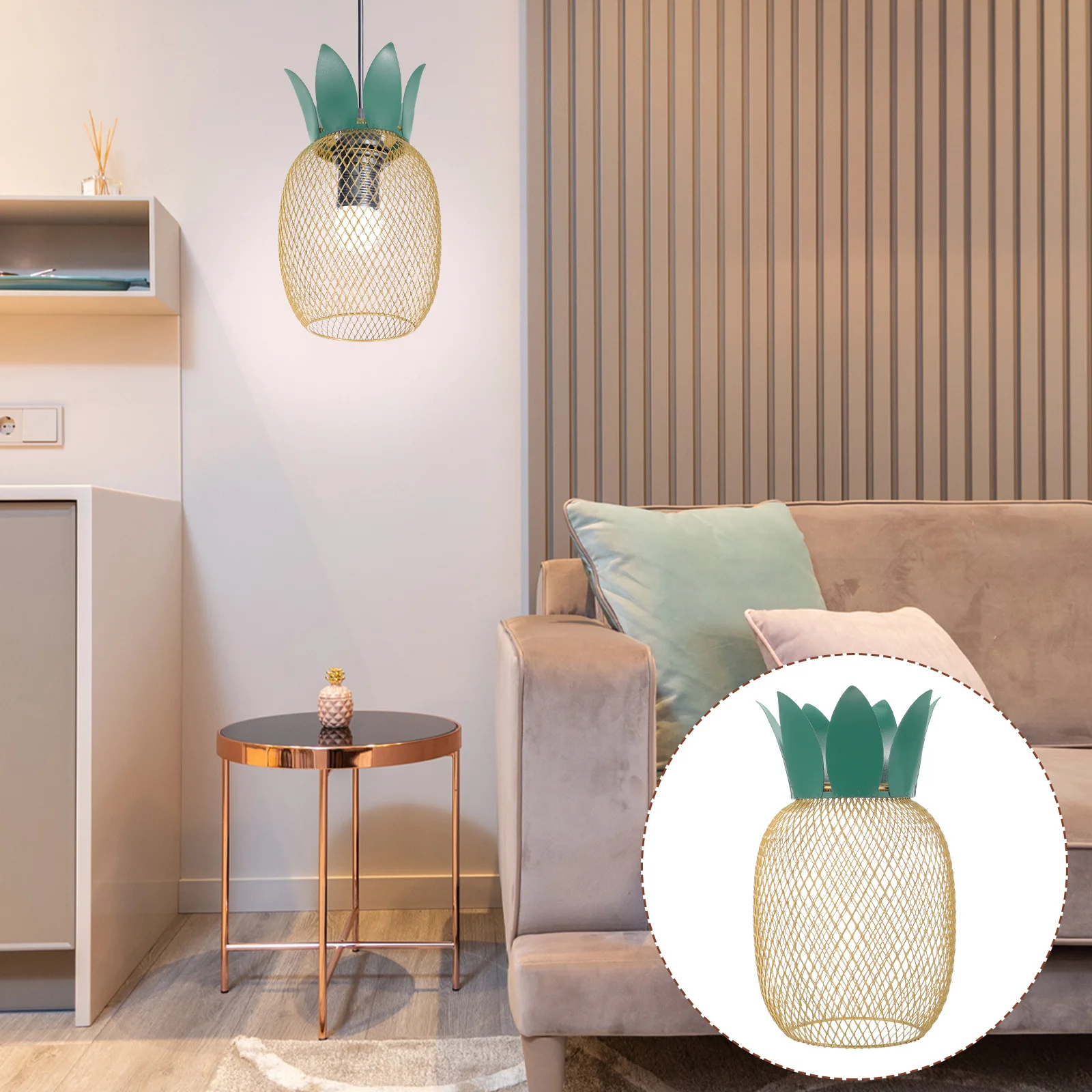 

Stable Structure Metal Lampshade Pineapple Shaped Easy to Use for Multiple Lamp Types and Scenes Lampshade Hollow-Out Lamp Shade