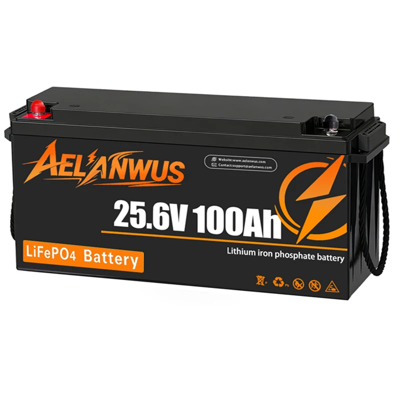 AELANWUS 24V 100Ah LiFePO4 Lithium Battery Deep Cycle With 100A BMS 2560W Power Output Solar Off-grid Systems Trolling Motor RV Home Backup
