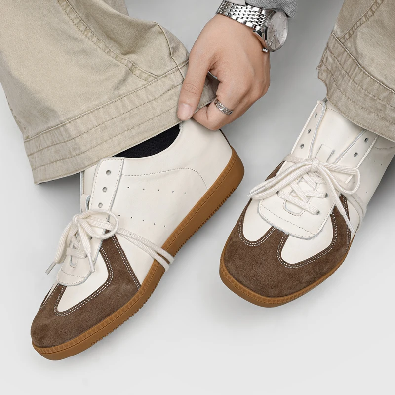 High Quality Men Color Blocked Height Increasing Casual Sports Shoes Retro Flat Bottom Breathable Commuting Daily Wear Forrest