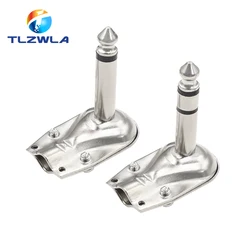2PCS Electrical Connectors Right Angle 6.35mm Mono/Stereo 2/3 Pole Jacks Plug 6.35mm Guitar Phono Pancake 1/4 Inch Convertor