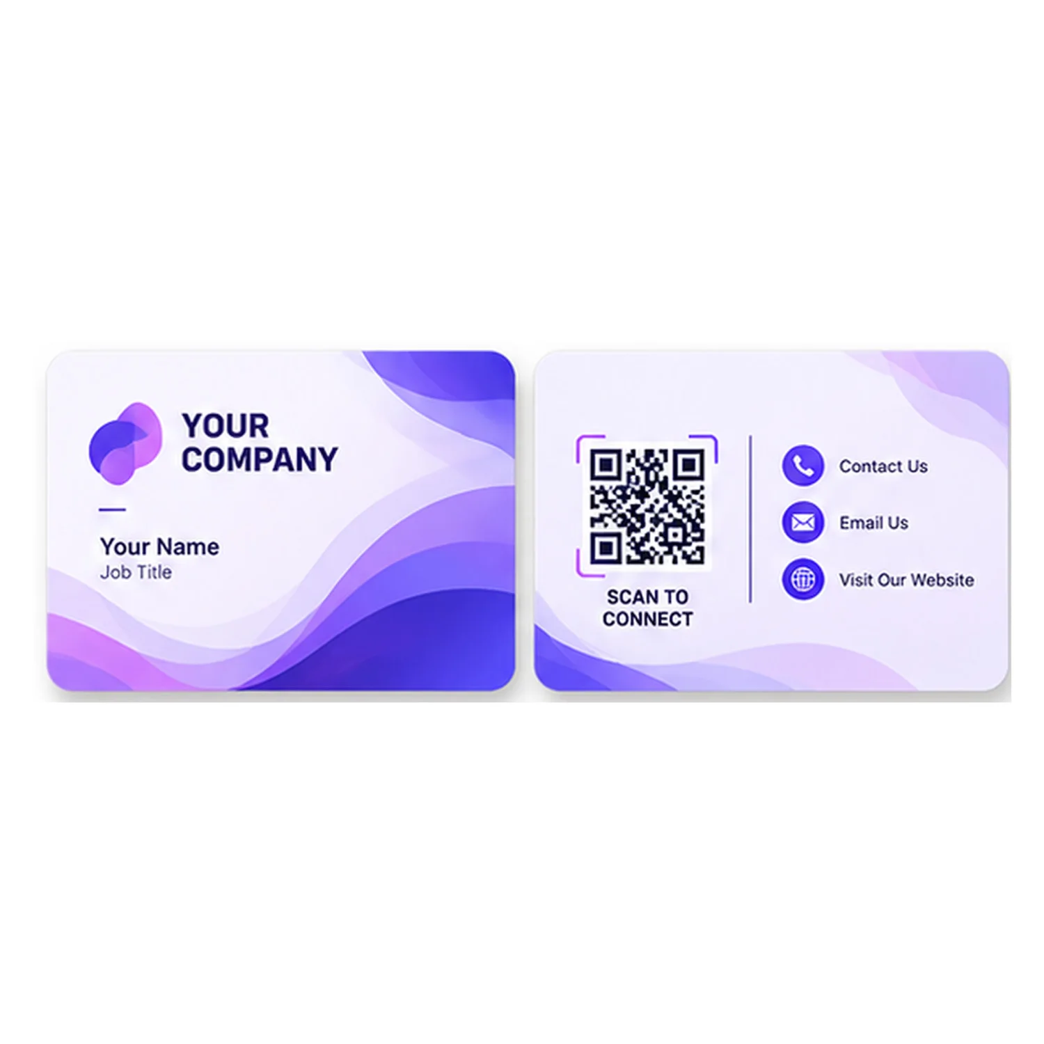 Personalized Purple Gradient PVC Cards Custom Double Sided Printing with Logo Name Text QR Code Creative Business Contact Card