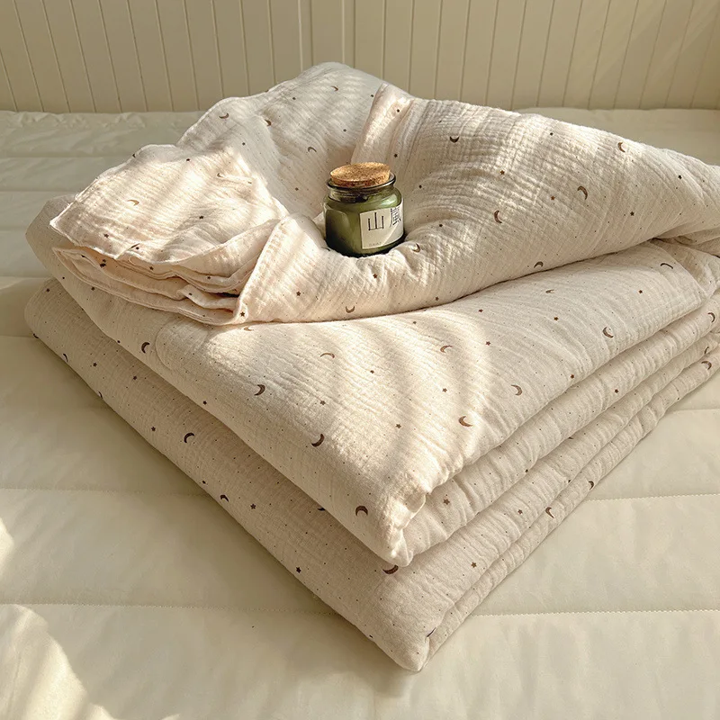 Spring Summer Cool Quilt Skin-friendly Washed Cotton Air Conditioning Quilt Breathable Soft Blanket Home Textiles Nap Blanket