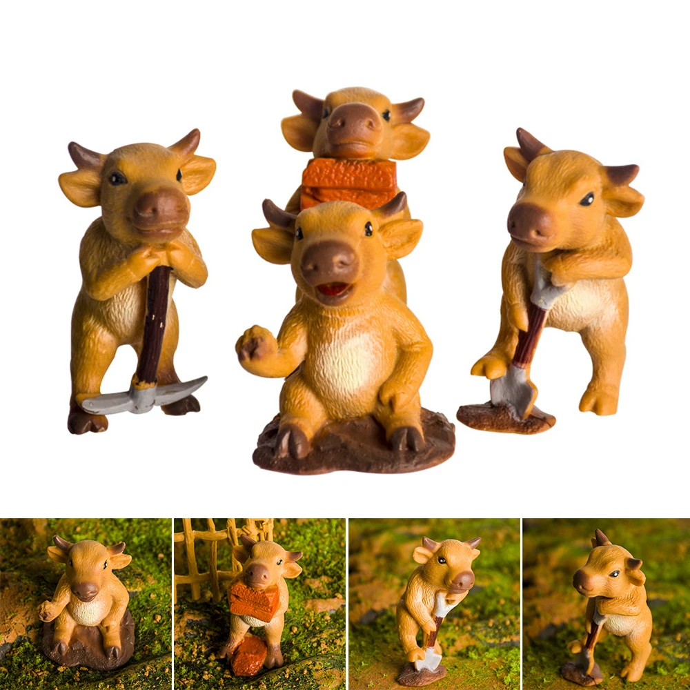 어린이를 위한 플라스틱 시뮬레이션 소 피규어 장난감 선물 생일 홈 장식