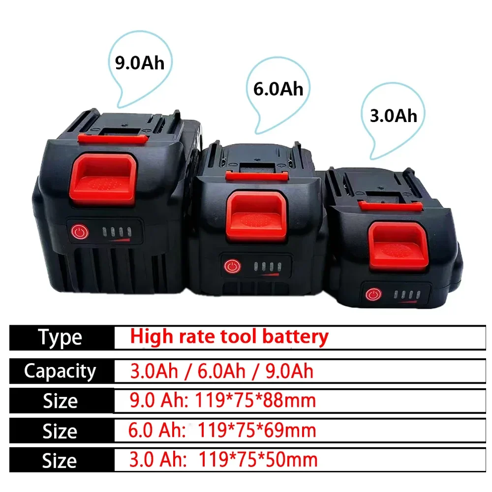 21V Rechargeable Lithium Ion Battery for Cordless Electric Power Tool for Makita 21V Tool Replacement High Capacity Battery