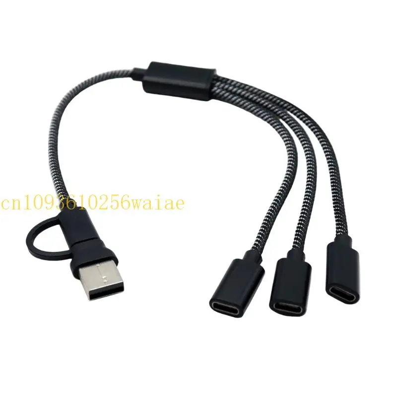Cable divisor USB 652F, USB + Tipo C Conectores cable extensión Male a 2/3, Datos Puerto USB Datos y Carga Potencia
