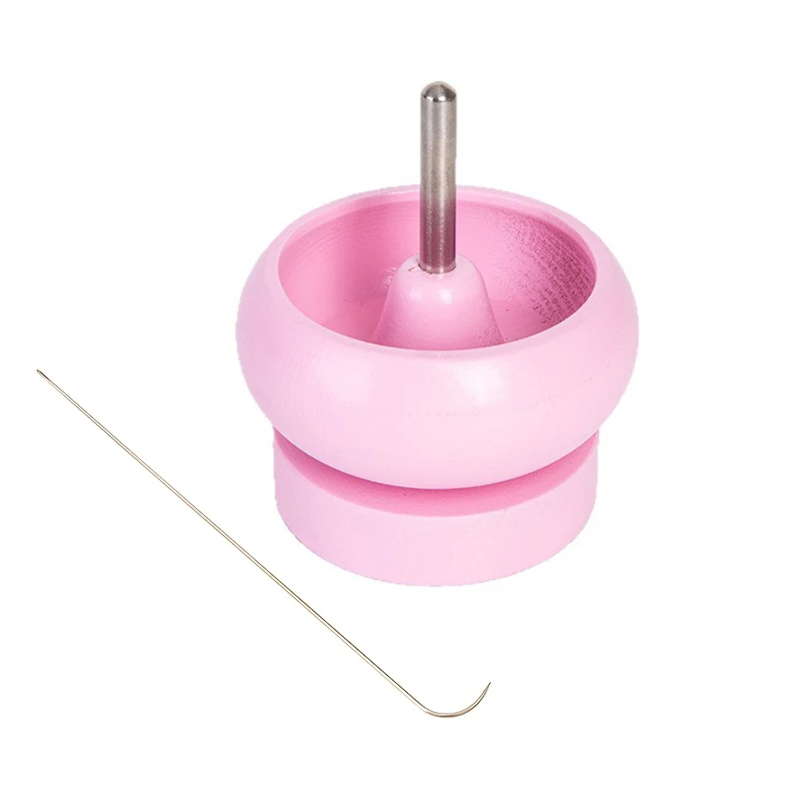 Perlenspinner für die Schmuckherstellung, mühelos rotierender Tonperlenspinner aus Holz mit 1 Perlennadeln mit großem Auge, Perlenzubehör