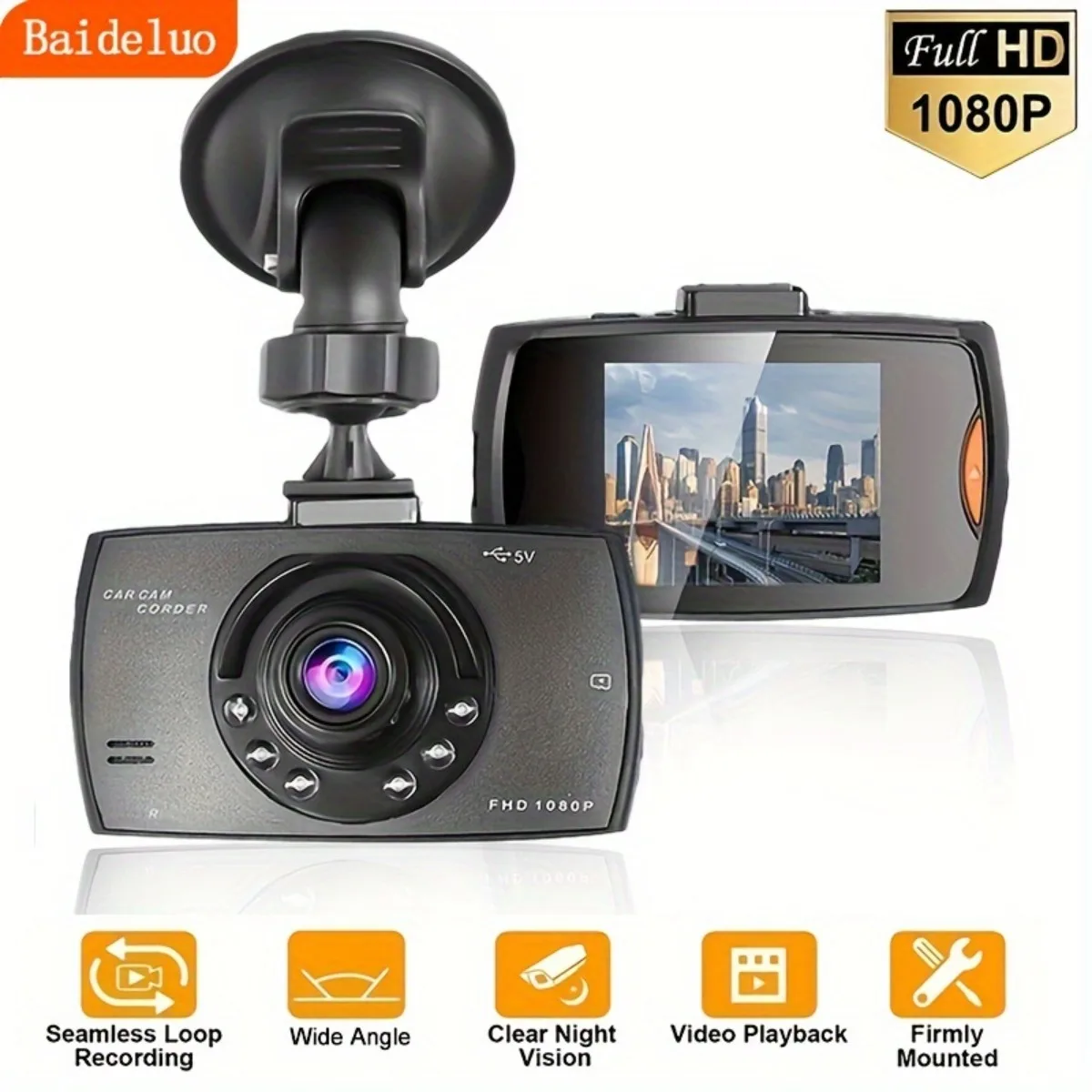 

Universal Full HD 1080P Car DVR Recorder W/140° Wide Angle View With Reversing image Function Capture Every Moment While Drive