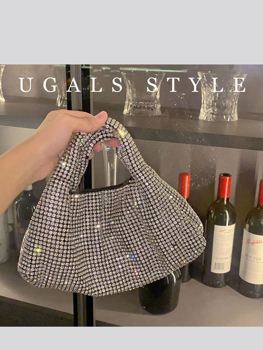 ugals-shiny-silver-rhinestone-tot-cloud-bag-evening-diamond-shopping-handbag-crossbody-bag-youth-pure-color-dumpling-shape