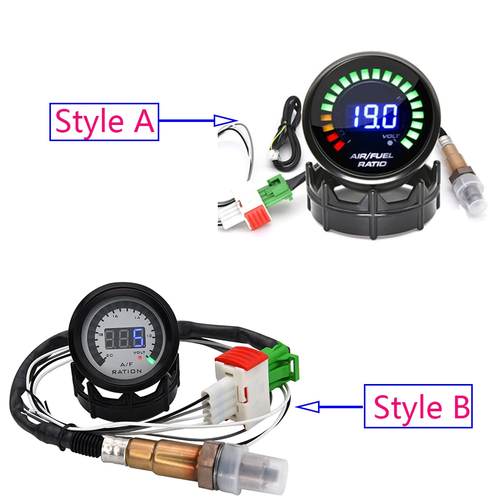 20:1-10:1 AFR Meter 52MM Racing Gauge Air Fuel Ratio with Narrowband O2 Oxygen Sensor OEM  0258006028 for Gasoline Car 12V Digit