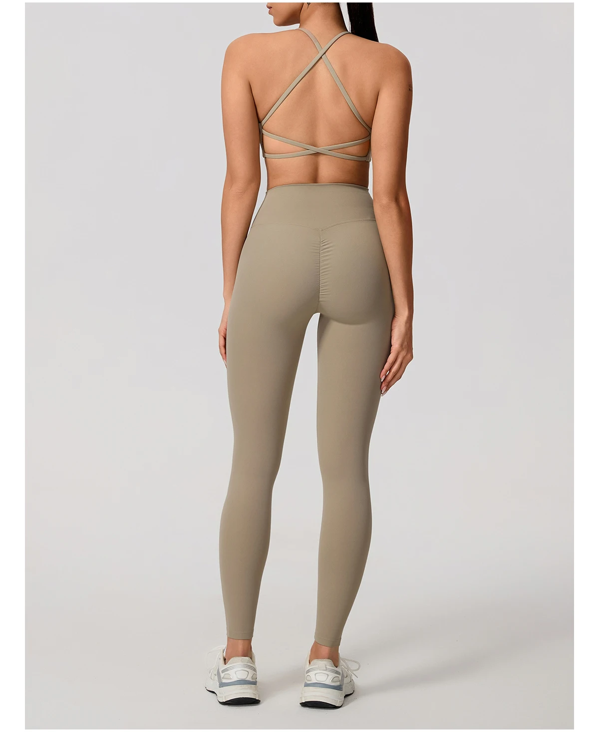 Hearuisavy Damen Workout-Set 2-teilig Sport-BH Hochtaillierte Leggings Rückenfreies Yoga-Top Fitness-Laufhose für Frauen – Detail 19