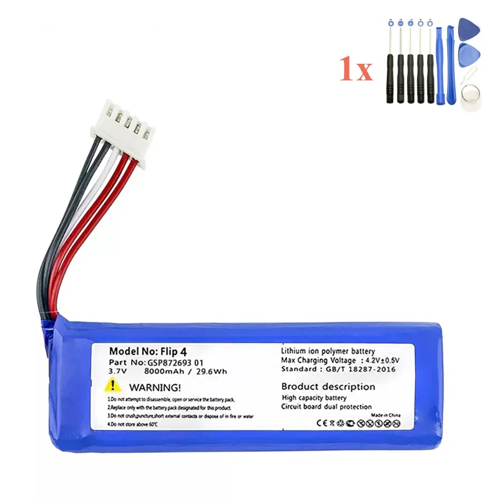 GAOLAG 3,7 V Akku für JBL Flip 4 Flip4 8000 mAh wiederaufladbarer Akku GSP 872693   01 Für JBL Speaker Flip 4 Flip 4 Special Edition Bateria 4