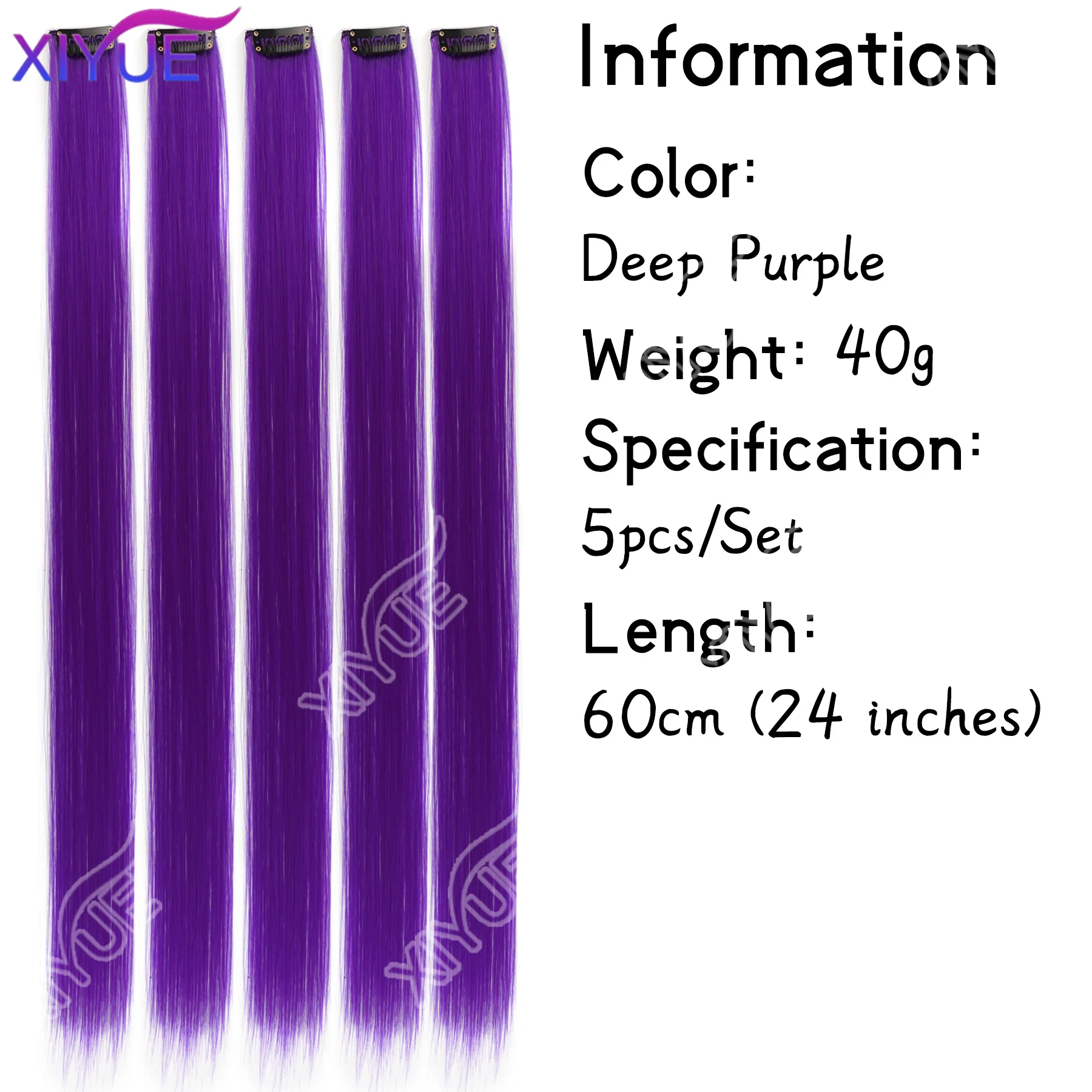 XY كليب في وصلات الشعر الملونة يسلط الضوء على الحفلات 24 بوصة 6 قطعة/الحزمة متعدد الألوان مستقيم الشعر الاصطناعية قطع الشعر الأرجواني