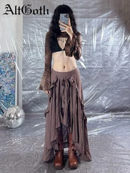 AltGoth Vintage Y2k Irregular Skirt Women Streetwear Pastel Goth High Waist Lace-up Skirt Harajuku Cyber Punk Grunge Clothes