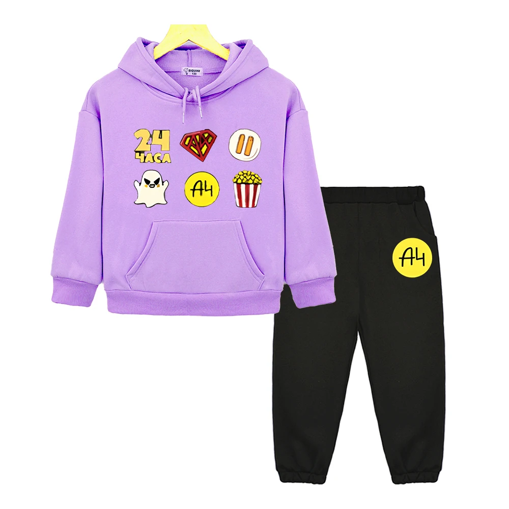 

Merch A4 Hooded set for boy girl Autumn Anime hoodie Kawaii Jacket Vlad A4 Sweatshirt Sets Fleece pullover kids boutique clothes