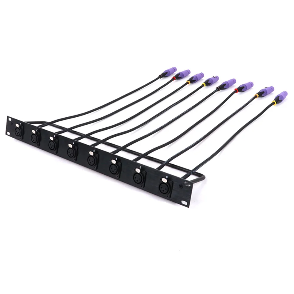 Customized 8-Way 1U Cabinet XLR Audio Jumper Rack,8-Hole Panel 3Pin XLR Female MIC Socket to 3Pin Female XLR Audio Cable