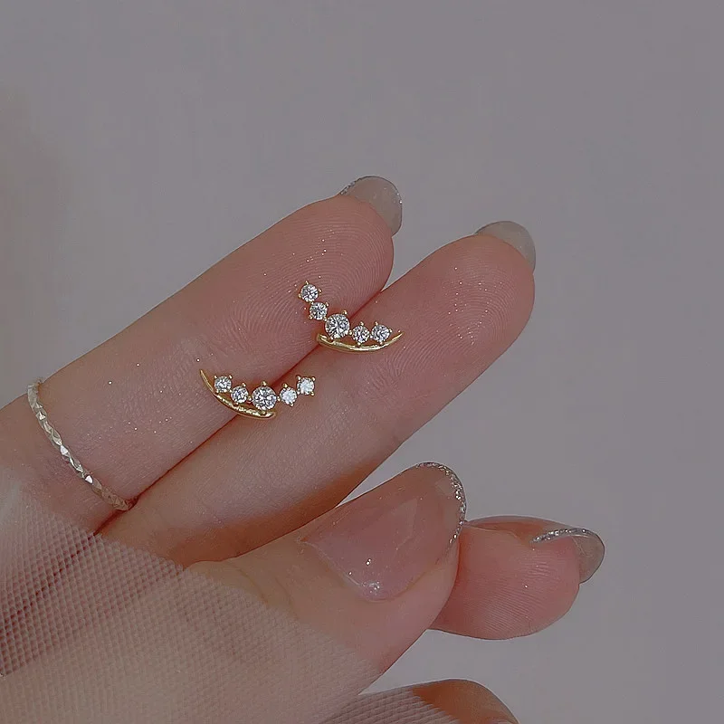 925 Silver Compact Cute Meteor Zircon Stud Earrings for Fashion Women Fine Jewelry Minimalist Accessories