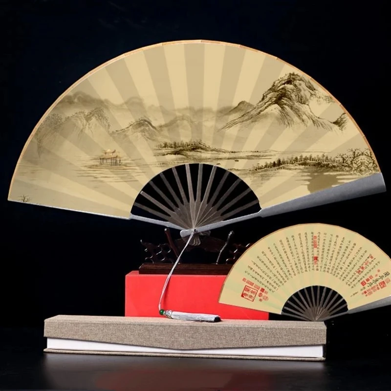 Imagem -04 - Vintage Tai Chi Folding Fan para Homem Autodefesa Fitness Kung fu Metal Alloy Ribs Man Hand Fan Dance Fan Estilo Chinês