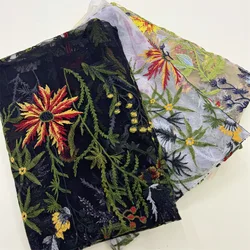 Wholesale Price Net yarn Plant Flower Embroidery Spring Summer modern dress wedding dress Embroidery fabric lace