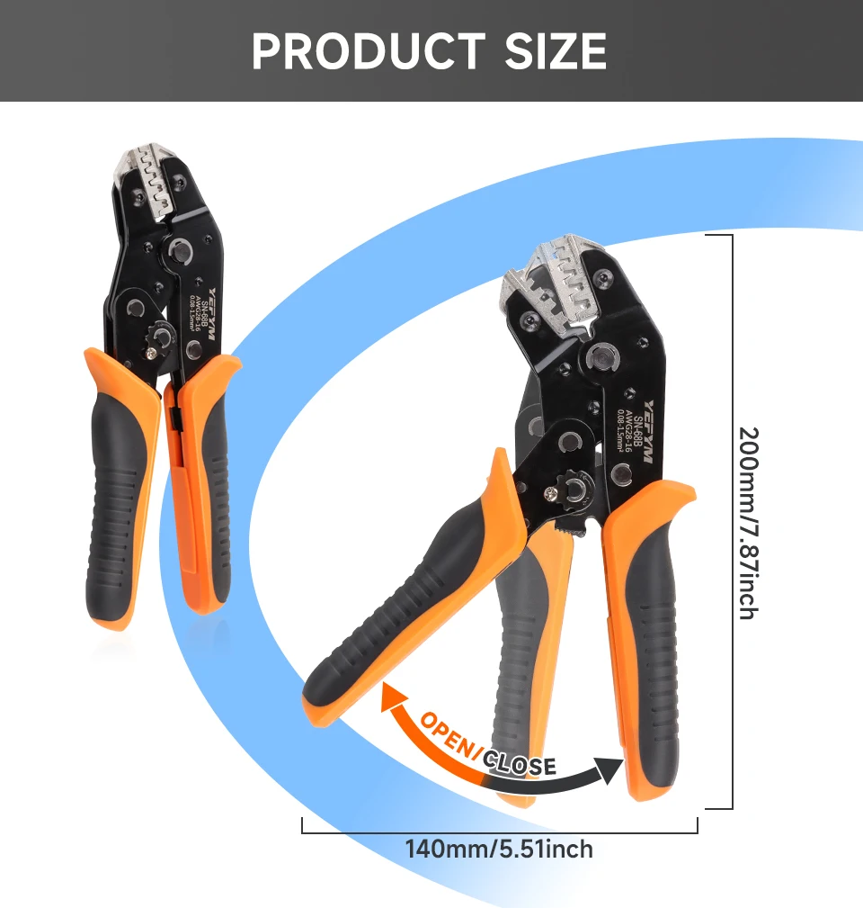 SN-68B Crimps Plug JST, TE, XH, SM, VH, PH, Molex Terminals Ratschen Crimper Zange für 0,08-1,5 mm2 (28-16 AWG) Drähte Werkzeug – Detail 6