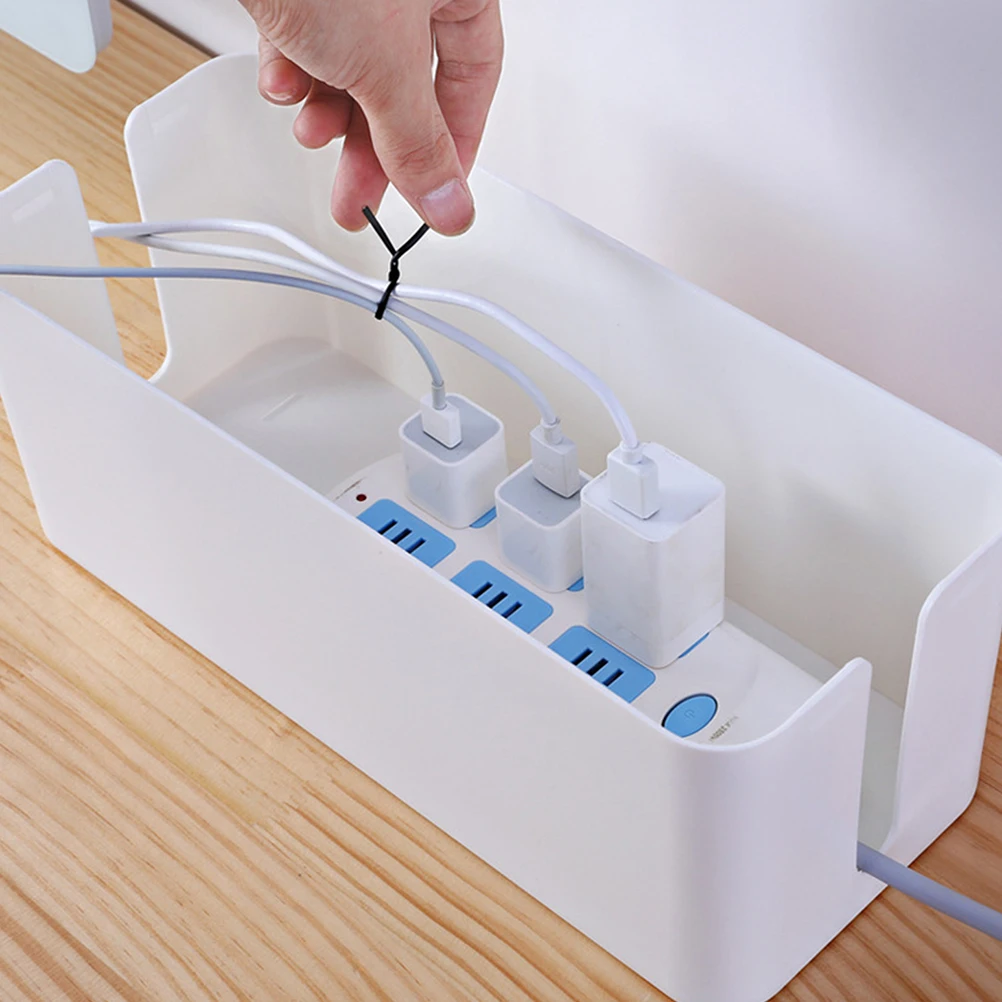 

2 Pcs Wire Storage Box Set Power Cord Organizer Cable Anti-electric Socket Case Charging Container Line Manager Plastic