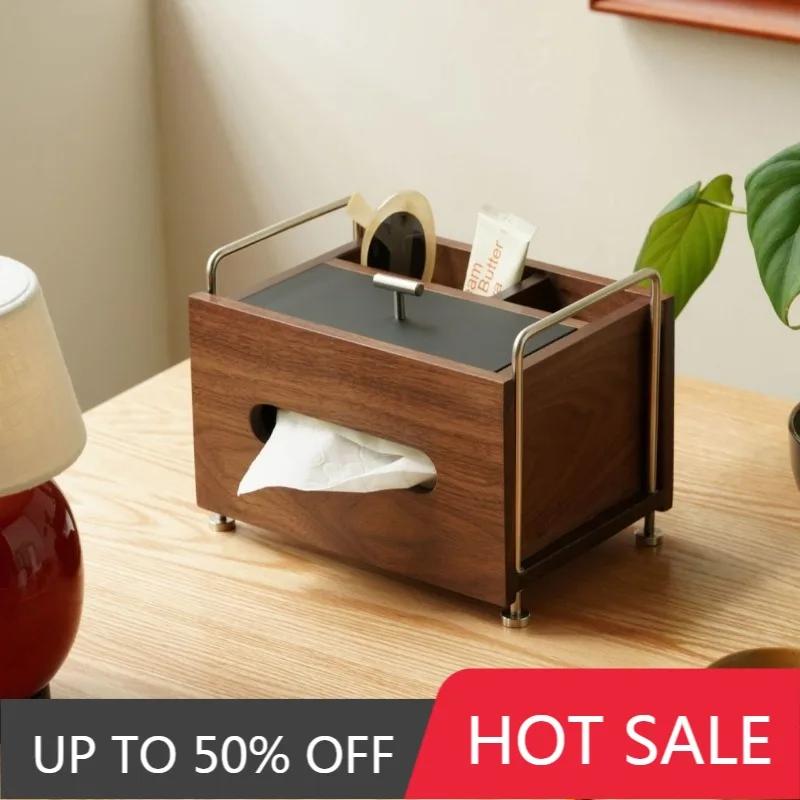 Walnut Colored Solid Wood Tissue Case Storage Rectangular Tissue Box Kitchen Organizers Handkerchief Box Bedroom Napkin Case