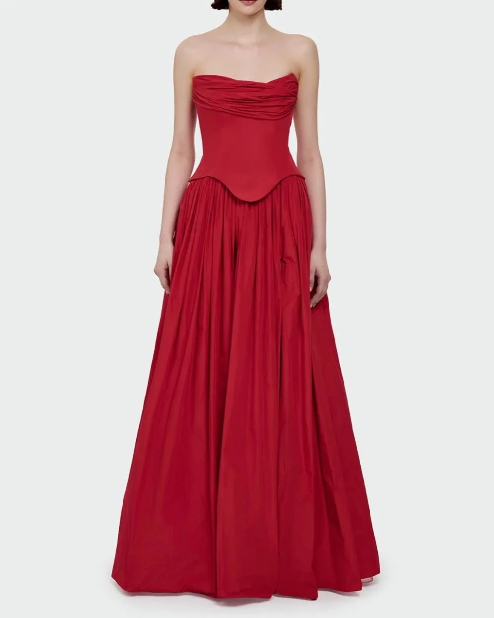 Customized Matching Sizes Available Jersey Pleat Ruched Draped A-line Strapless Floor-Length Evening Dresses Retro