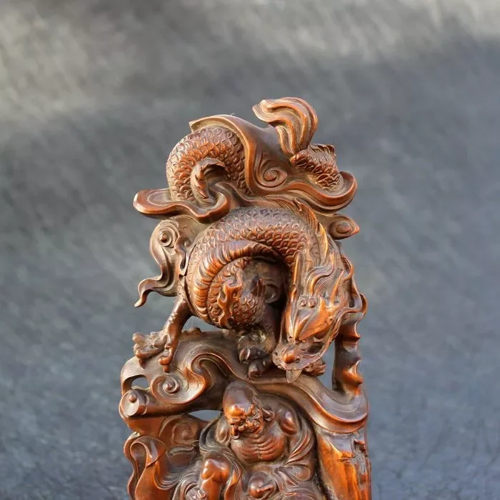 Chinese Boxwood Boutique Hand-carved Dragon Drop Lohan Home decorations