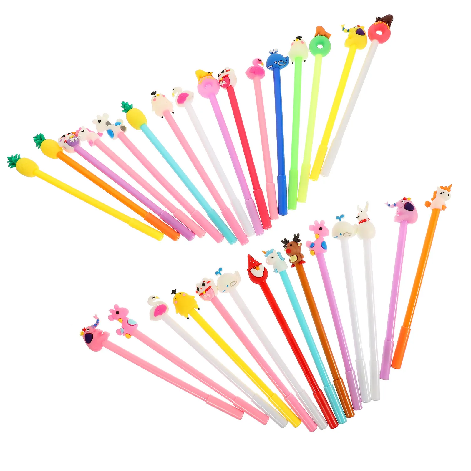 

30 шт. гелевых ручек с тонким наконечником для плавного письма, для школы, офиса, дома, милые канцелярские принадлежности с мультяшными персонажами, подарок для студентов, учителей, детей