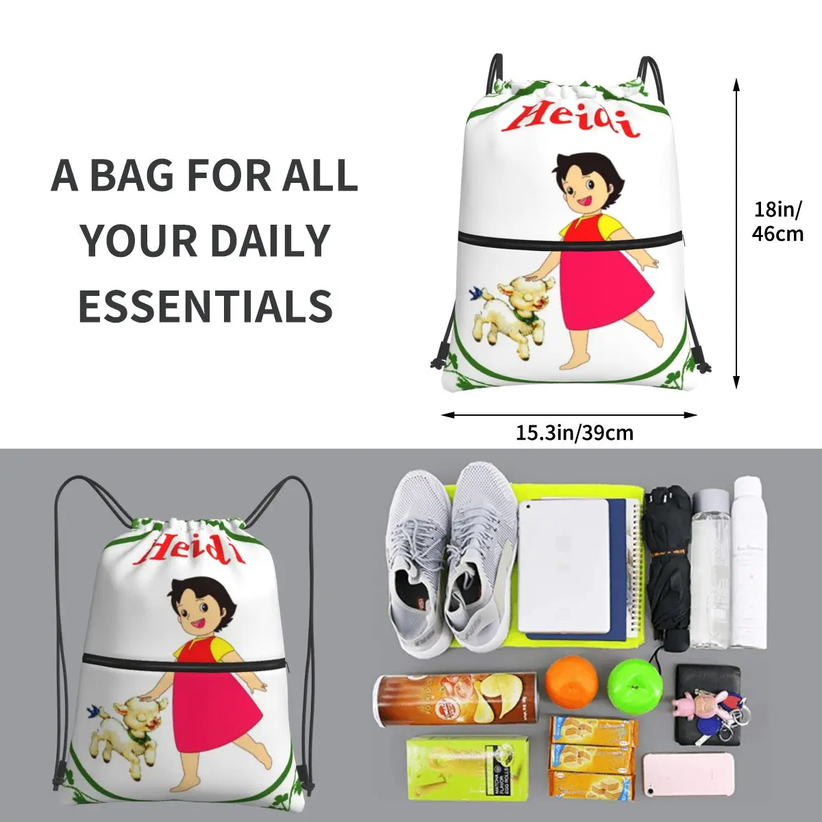 Simply Heidi Portable Backpacks Drawstring Bag Fashion Drawstring Bundle Pocket Book Bags For School Students
