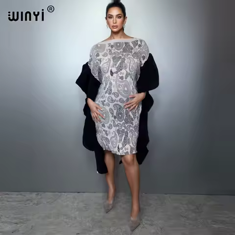 WINYI Africa Pleated Elastic slim short dress casual beach cover up muslim woman kaftan abaya dubai luxury holiday evening dress