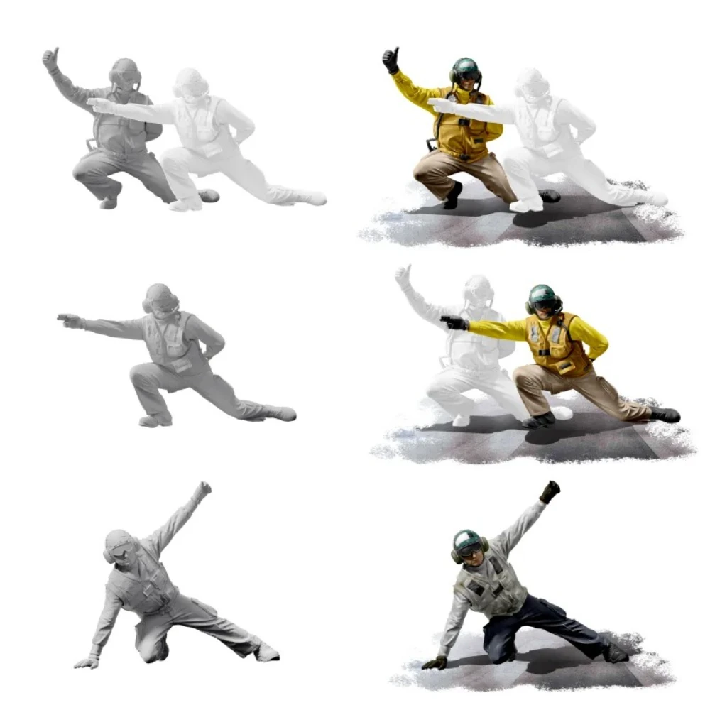 Galaxy F48067-76 1/48 Carrier Catapult Crew 3D Print Resin Figures for Assembly Model Airplane Building Hobby DIY Accessories