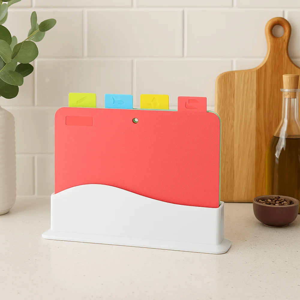 

Color Coded Chopping Board Set Non-Slip Plastic Color Coded Board Set Hygienic 4 Color Anti Mildew Board Food Preparation