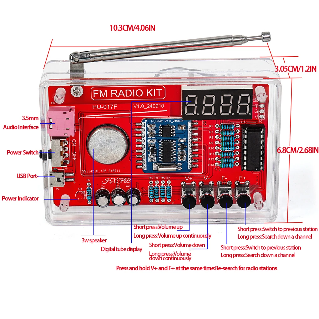 Rda5807 kit eletrônico de rádio fm frequência ajustável 87-108mhz display digital diy projeto de soldagem prática solda