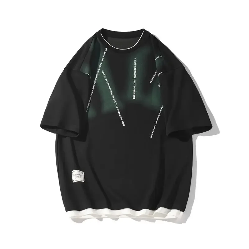 Conjunto de shorts masculinos de náilon impressão gráfica moda homem 2025 novidade em tendências elegantes trajes tendência solta camiseta masculina conjuntos curtos