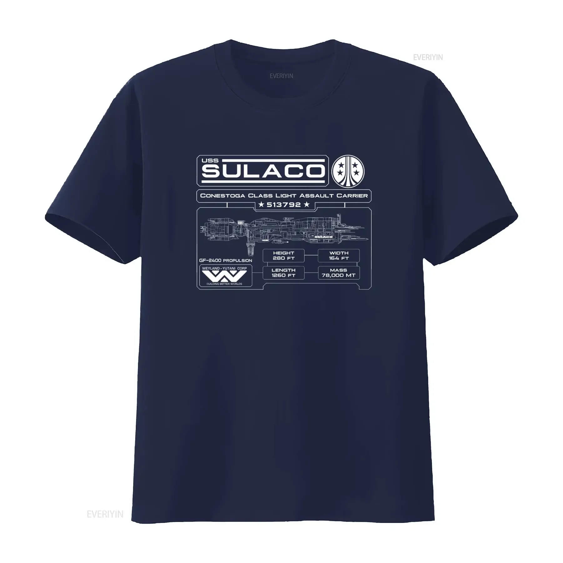 Aliens USS Sulaco Specifications Plaque Adult T Shirt Sci Fi Movie Fans Cool Design vintage Washed Top For Everyday Wear view 4
