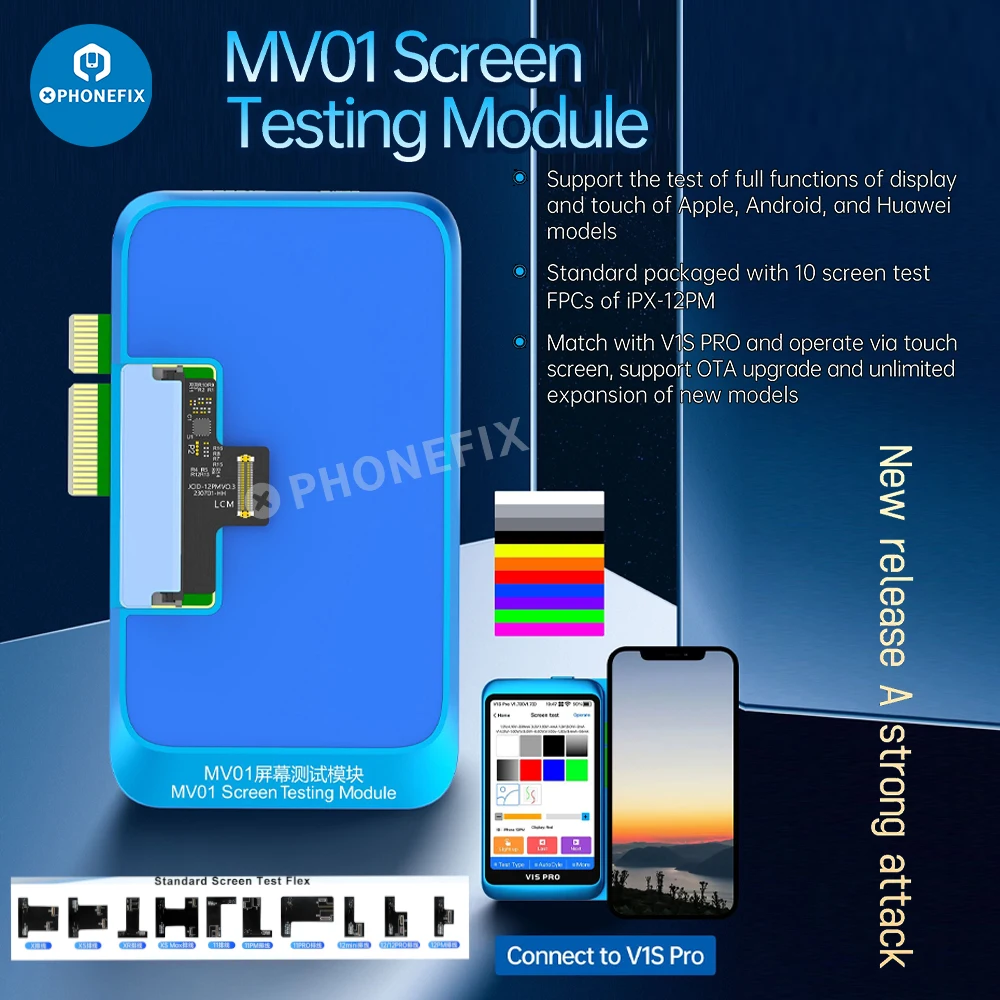 أداة اختبار الشاشة لهاتف iPhone ، JCID V1S Pro ، MV01 ، 7P ، 8P ، XS ، XR ، 11 ، 11Pro ، 12 Pro Max ، phone ، smma ، شاشة تعمل باللمس ، اختبار اللون