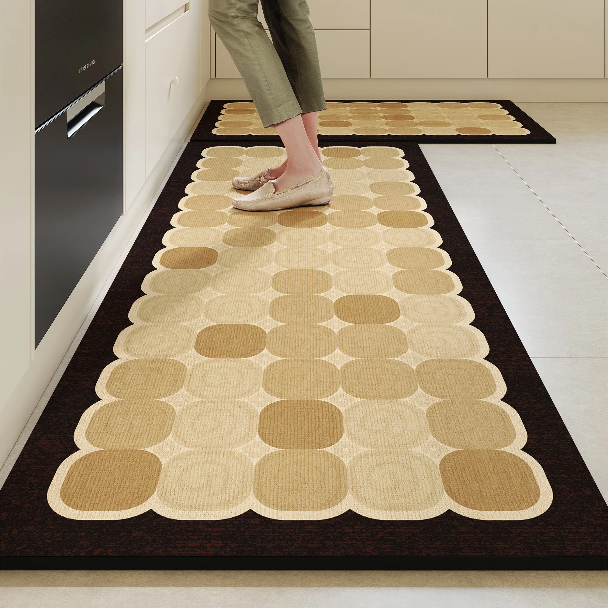 Geometric Pattern Kitchen Carpets PVC Anti-fouling Waterproof Rugs Long Strip Waterproof Non-slip Runner Floor Mat Balcony Mats