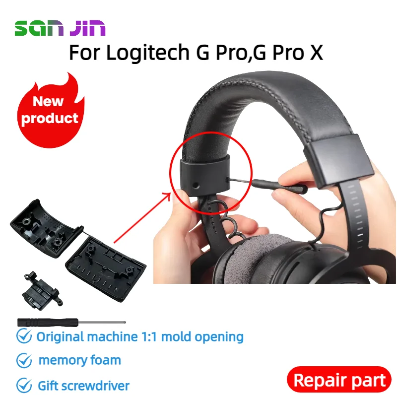 

SANJIN Replacement spare parts For Logitech G Pro,G Pro X Headphones Replacement headband hinge buckle bracket part