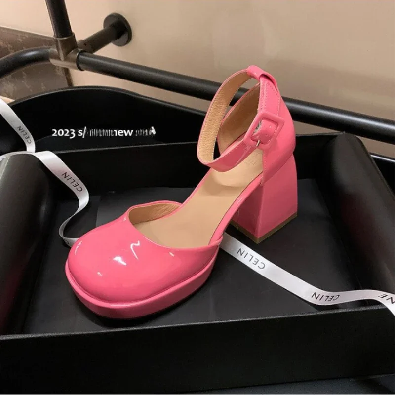 Platform Heels Pumps Women Shoes Mary Jane Shoes Chunky Heel Fashion Women\'s Sandals Party Pink Luxury Designer High Heels Women