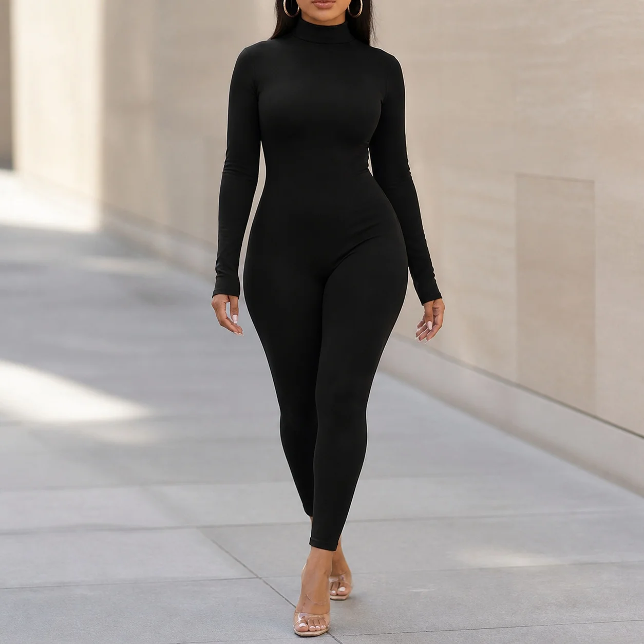 Women's And Rompers Sporty Woman Long Pants Skinny Fit Solid Color Body Shaping Medium Weight Jumpsuit for Gym Street Style