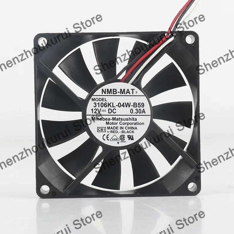 Original NMB 8CM 3106KL-04W-B59 12V 0.30A 8015 High air volume 80X80X15MM ultra-thin silent three-wire cooling fan