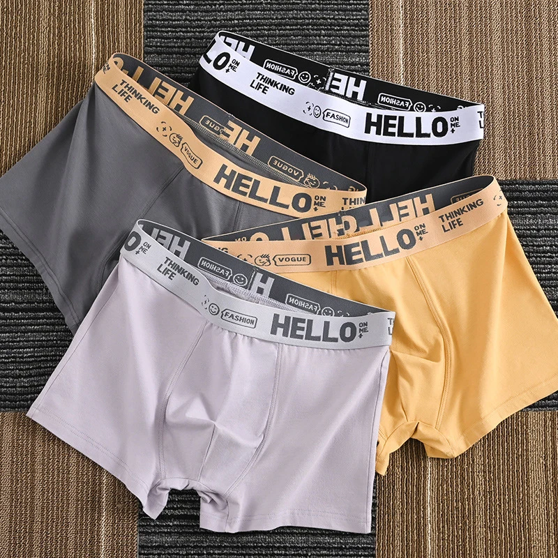 4pcs/lot New Sexy Men Boxer Soft Breathable Underwear Male Comfortable Solid Panties Underpants Cueca Boxershorts Homme For Men