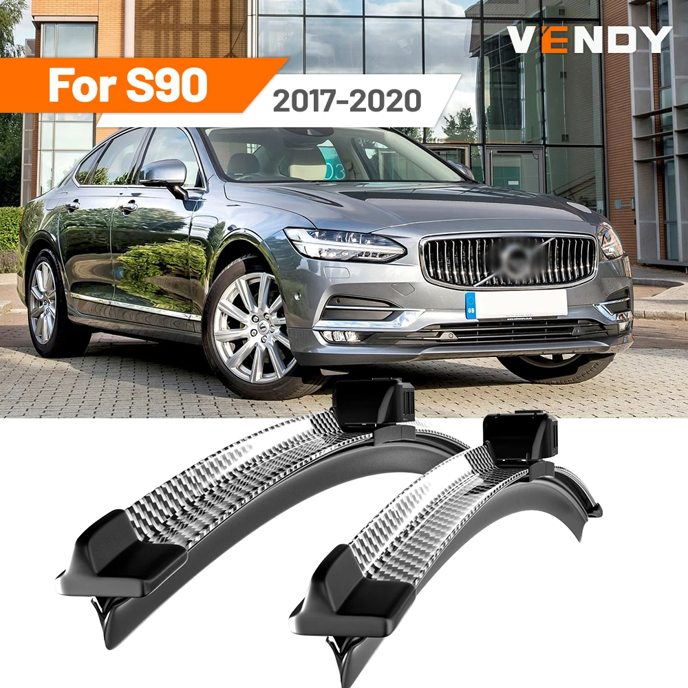 Para Volvo S90 2017-2020 2018 2019 2 uds limpiaparabrisas delantero limpiaparabrisas de fibra de carbono y negro
