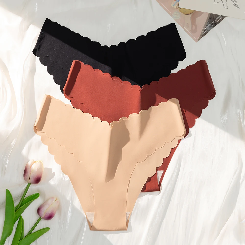 WamSteps-Conjunto de 3 piezas para mujer, bragas sin costuras, ropa interior Sexy con volantes, Bikinis femeninos, bragas cómodas, lencería de XS-L