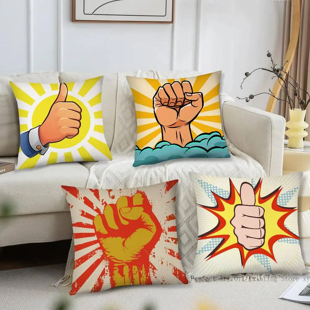 Finger Gesture Pillow Case Fashion Square Pillowcase Bedroom Sofa Room Ins Decoration Leisure