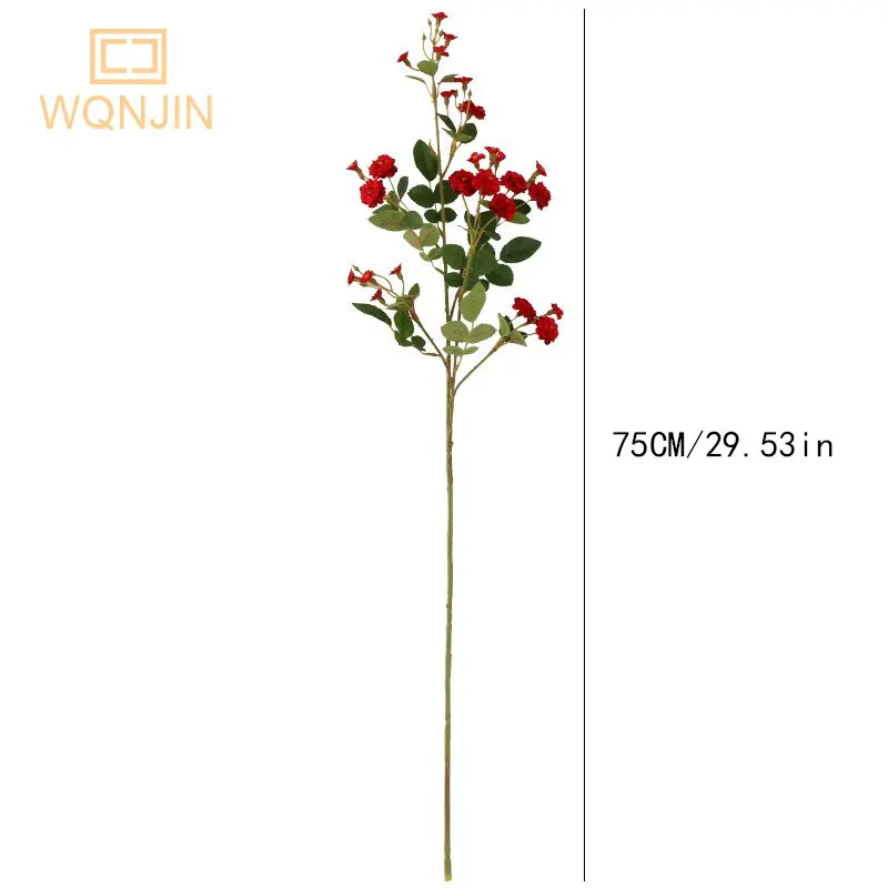 WQNJIN 75 cm Blau Hochwertige Europäische Mini Rosen Lange Zweig Künstliche Seidenblumen Hause Tischdekoration Raumdekoration – Detail 4