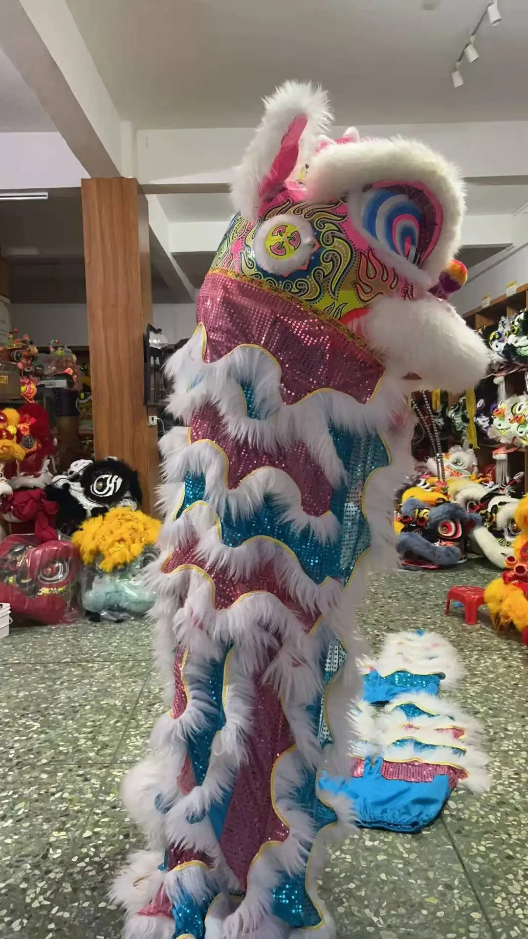 Cosplay Lion Advertising Dance Mascot Costumes Chinese Folk Parade Wool Southern Lion Halloween Carnival Fancy Party