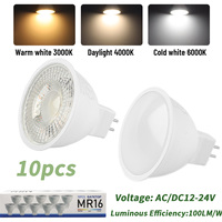 10pcs MR16 LED Spotlights,3W GU5.3 base, AC/DC 12 - 24V Low Voltage, color  3000K/4000K/600K-Ultra-Bright,Ideal for Indoor Decor